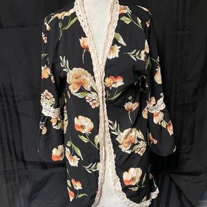 Liberty Love floral wrap with crochet edging